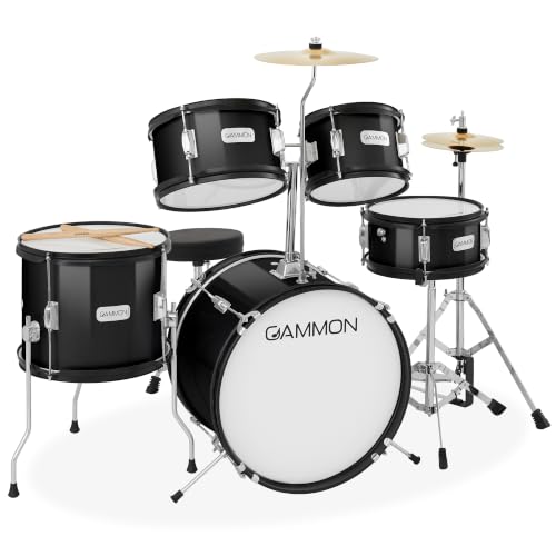 Gammon Percussion 5-Piece Kids Drum Set, Complete Junior Drum Kit with Cymbals, Hardware, Sticks...
