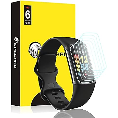 SPGUARD 6 Pack Screen Protector Compatible with Fit bit Charge 5 Screen Protector, Anti-Bubble Scratch-Resist Cover LiquidSkin Films for Charge 5 Cover
