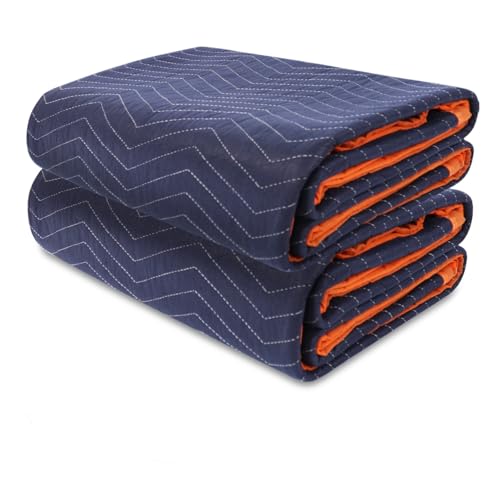 YMTLJHDSY 2Pk Heavy-Duty Moving Blankets 72x40in Rev Black & Blue 4.4lbs