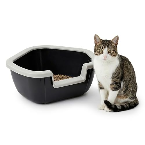 Ferplast Lettiera Gatto, Toilette per Gatti Aperta, con Bordi Alti Ingresso ribassato, 57,5 x 51,5 x h 22 cm, DAMA Lettiera Angolare, Nero
