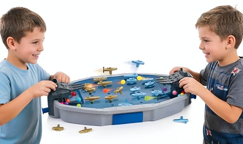 Trisquirrel Desktop Naval Battle Shooting Game, Tabletop Battleships Marbles Game for 2 Players, Warships Toy for Age 6+, Fun for Family & Office