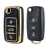 🚗【2 stück】:1 stück 3 Tasten Schlüssel Gehäuse Fernbedienung mit 1 stück Autoschlüssel Hülle VW.