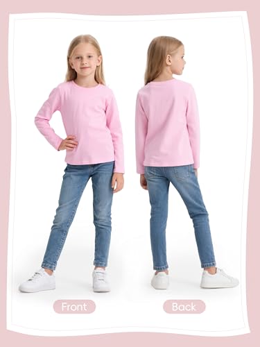 Semois 5 Pack Girls Long Sleeve Shirts Soft Cotton Crewneck Girls' Basic Long-Sleeve T-Shirts Toddlers' Tagless Tees4