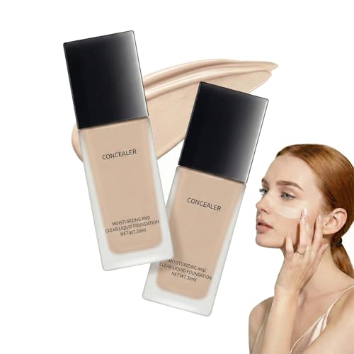 Image of Natural Beige Matte Liquid Foundation For Full Coverage And Water Resistance - 2-Pack Lightweight Moisturising Concealer, Smooth Even Complexion, Non-Creasing Wear, Suitable For Mature Skin, 30ml Each