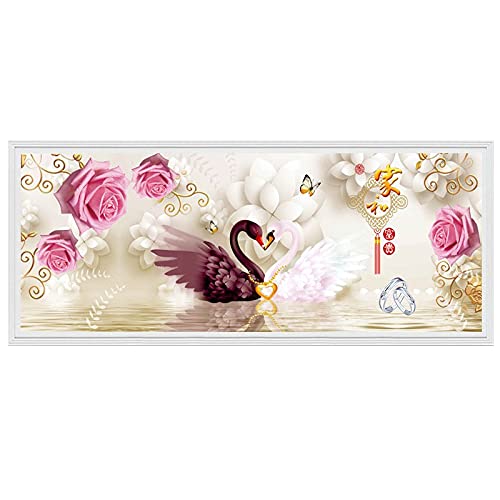 Peinture diamant 5D cygne noir et blanc broderie d'art en strass cristal 80x220cm
