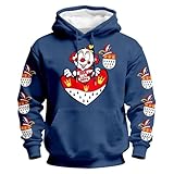 Kapuzenpullover mit Karnevals-Grafikprint, lässiger Fleece-Pullover für Streetwear und Alltagskomfort(Blau,4XL)