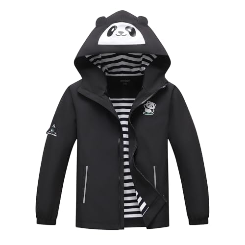 Image of MGEOY Girls Rain Jacket Lightweight Waterproof Hooded Cotton Lined Raincoat Windbreaker for Kids Size 4-12 Years