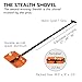DMOS Stealth Shovel - Lightweight, Heavy-Duty Aluminum Sand & Snow Shovel with Extendable & Collapsible Handle for Camping, Overlanding, Survival, & Off-Road Use - Signal Orange - Regular