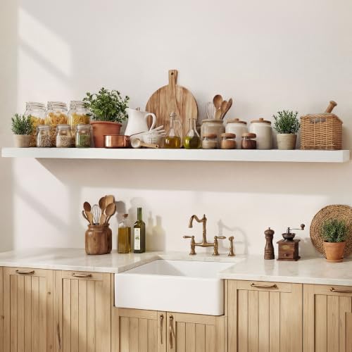 Image of Dreamland 72 Inches Floating Shelves for Wall,9.3 inch Deep Long Floating Shelves Set of 1,Large Display & Storage Shelf,Wall Shelf for Bathroom Bedroom Living Room Kitchen Office,White
