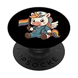 Pflegekraft Einhorn LGBTQ Regenbogen Flagge mit Stolz PopSockets Klebender PopGrip