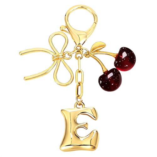 PXRPXS Gold Initial Keychains Cherry Keychain Cherry Bag Charms for