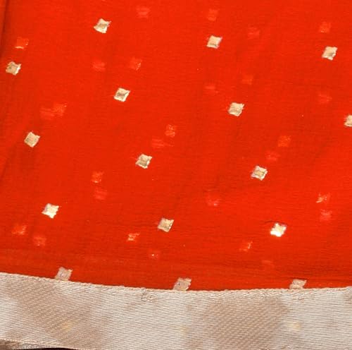 Image of YOUTHQUAKE Women's Golden Printed Chiffon Dupatta With Four Side Golden Lace