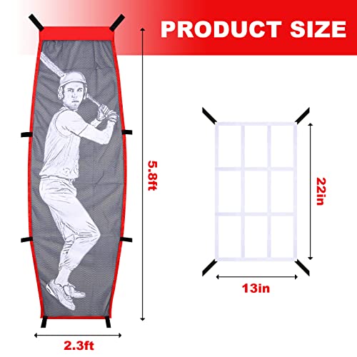 VAIPI Baseball Softball Pitching Target Dummy Batter Strike Zone Net Batting Cage Aid Training Equipment Sport Practice for Hitting and Improved Accuracy Red, Grey, White - Thumbnail 4
