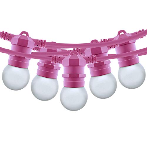 BarcelonaLED Guirnaldas Tira de LED Cadenas de luces Color ROSA para exterior e interior 10 metros impermeable IP65 con 10 bombillas E27 blanco cálido LED para Fiesta Boda Jardín Patio Balcón Navidad