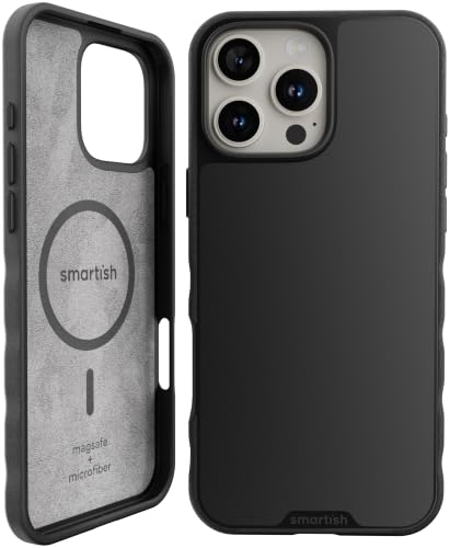 Smartish iPhone 16 Pro Max MagSafe Case - Gripmunk Magnetic Slim Case [Lightweight + Protective] Thin Grip Cover with Microfiber Lining for Apple iPhone 16 Pro Max - Black Tie Affair