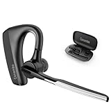 Conambo K18 Wireless Headset Bluetooth V5.1, Bluetooth Earpiece 16 Hrs Talking Time Hands-Free Single Ear Bluetooth Headset with Dual Mic Noise Canceling for Work Trucker iPhone Android Cell Phone