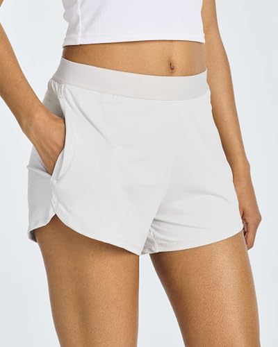 Real Essentials 4 Pack: Women's 3" Dry-Fit Dolphin Running Shorts with Pockets-Athletic Gym Workout Basketball Sports Shorts2