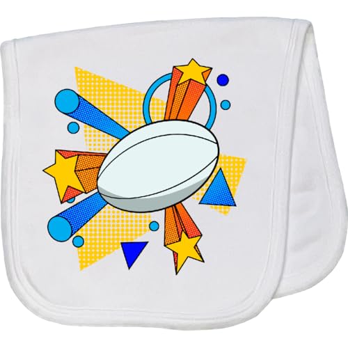 inktastic Rugby Ball with Halftone and Stars Baby Burp Cloth White 460d2