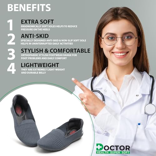 Image of DOCTOR HEALTH SUPER SOFT Women's Memory Foam Walking & Running Shoes | Lightweight Slip-On Sneakers for Gym, Training, Casual & Everyday Use | Flexible, Soft Cushion Athletics for Ladies & Girls