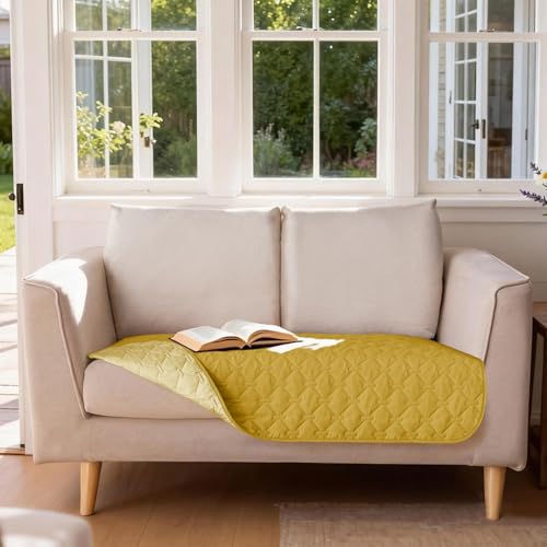 Image of gogobunny 100% Double Sided Waterproof Dog Blanket Soft Pet Bed Cover Reversible Protect Furniture Couch Sofa Car for Puppy Cat Kids (Dark Yellow /Light Yellow, 32x53 Inch (Pack of 1))