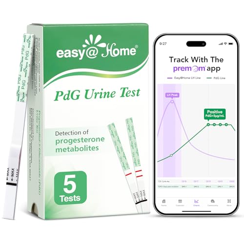 Image of Easy@Home PdG Test Strips: 5 Pack - Track Ovulation Insights with Progesterone Urine Tests - at Home Fertility Test for Women with Premom Ovulation App - PdG (Pregnanediol Glucuronide) Tests