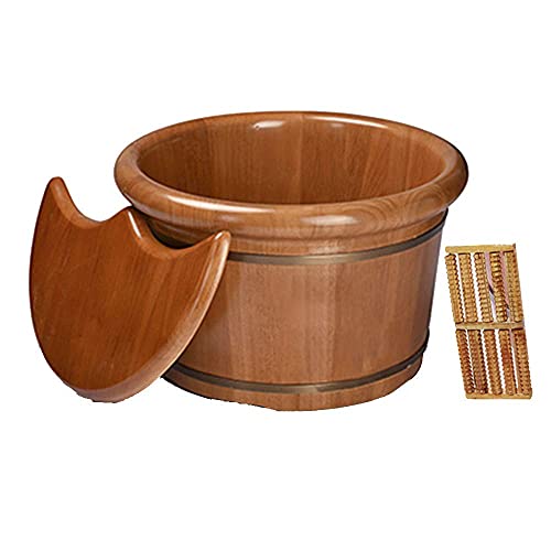 Cubeta de madera para baño de pies con tapa 42x25 cm