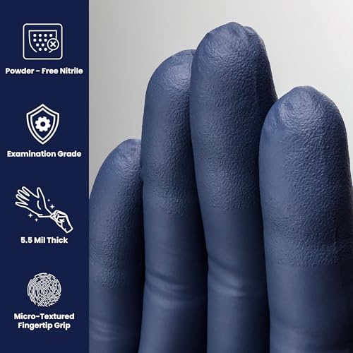 Adenna GL-NCF235BKFS KODA 5.5 mil Powder-Free Nitrile Exam Gloves for Sensitive Skin, Medical Grade, Dusk Blue, Small, Box of 100