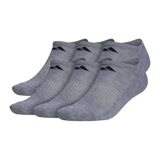 adidas Athletic Cushioned 6-Pack No Show, Socks for Men Calcetines Invisibles, Heather Grey/Black, M (Pack de 6) para Hombre
