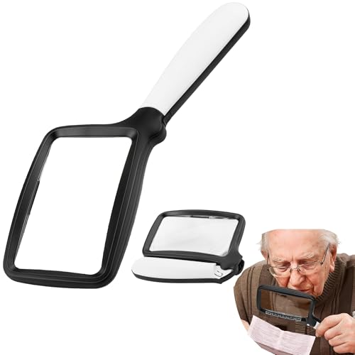 Loupe Grossissante 3X avec 5 Lumières LED Et Deux Niveaux De Luminosité, Modèle Pliable avec Poignée, Lumière Intégrée, Lecture Confortable, Adaptée...