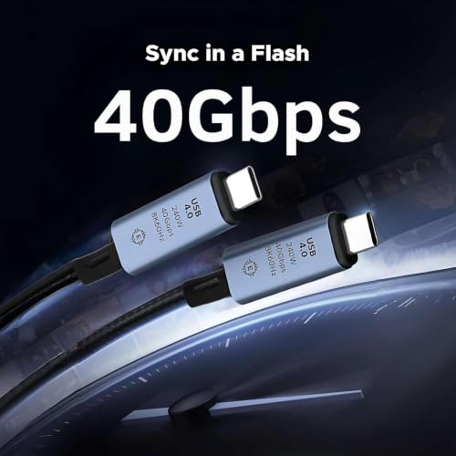 Image of Tobo USB 4 Type-C to Type-C Cable with 240W Power E-Marker Chip and 40Gbps Data with 8K Video Transmission 60hz, Thunderbolt 4 Fast Charging 1.5M, TD-1649CC