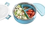 MIRA Stainless Steel Round Lunch Container with Bento Box Insert - BPA Free, Reusable Lunch Box, 5 Cups, Frost