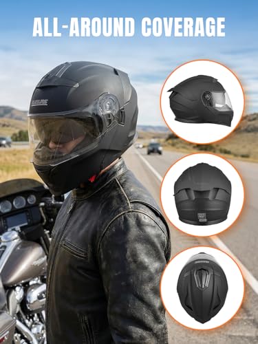 image for OUMURS Modular Motorcycle Helmets Full Face Flip up Street Bike Motorc