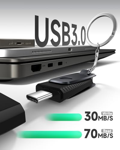 Image of MOSDART 32GB USB C and A 3.1 Dual Flash Drive with Keychain, Black | Fits Android Phones, iPhone 15, 16, 17, Macbook, iPad, For Photos and Videos, USB-C Port Protection, Phone Case Friendly