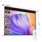 WASJOYE プロジェクタースクリーン 60インチ 16:9 電動 両端給電式 リモコン付き 吊り下げ式 壁・天井取付対応 映画 大画面 ホームシアター(ホワイト)