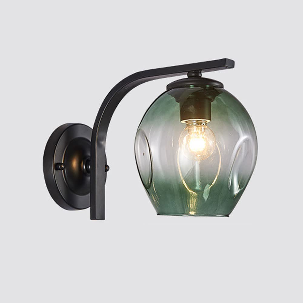 SXSCARKX Industrial Vintage Wall Sconces with Glass Lampshade, Gradient Colors Study Book Light, E27 Base Mounted Lamp