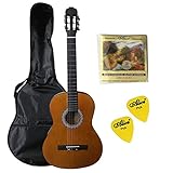 Navarra NV11 4/4 Guitarra clásica con bolsa, color miel, con 2 púas y 1 juego de cuerdas.