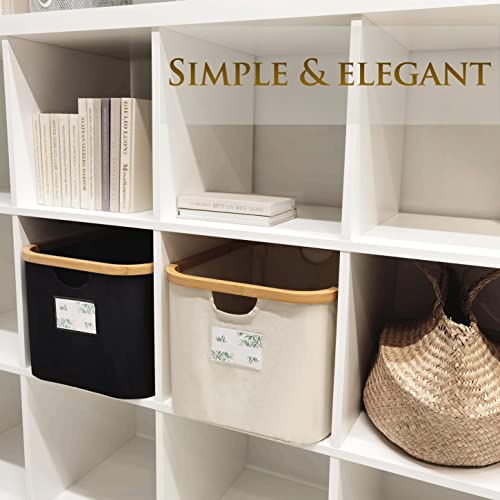 Dakcos 2 Pack Foldable Laundry Basket Laundry Hamper With Handles Bamboo Rim Collapsible Fabric Storage Basket For Storage Clothes,Toys,Etc. 32L,Beige #TOP3