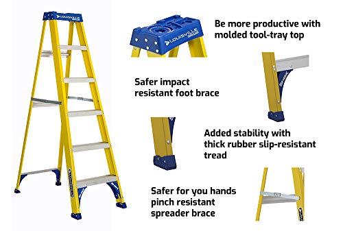 Image of Louisville Ladder FS2004 250-Pound Duty Rating Fiberglass Step Ladder, 4-Feet