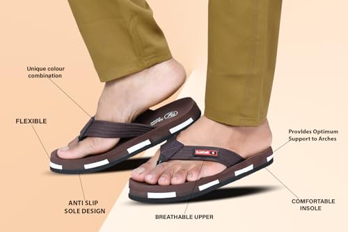 Image of Zebra Mens Rubber Slippers Daily Use Flat Chappals with Anti-Slip Sole Lightweight, Durable & Stylish Footwear