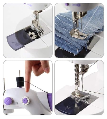 Image of Mini Sewing Machine Portable Electric Stitching Machine for Home Tailoring DIY Craft Fabric Repair with Foot Pedal Beginners Expert
