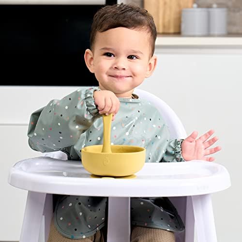 Baby Nom Weaning Bib with Sleeves, Waterproof Coverall Bibs for Feeding Toddlers