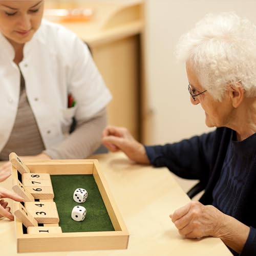 Image of Alzheimers Products for Elderly, 9 Numbers Memory Games for Dementia Patients Seniors, Wooden Shut The Box Dementia Products for Elderly, Fidget Sensory Busy Board Gadgets Gifts Activities