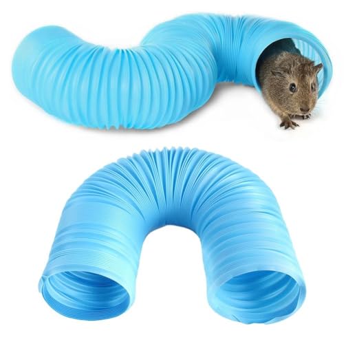 SquEqu 2 Pack Hamster Tunnel Ferrets Fun Tunnels Foldable Exercising Training Tubes Hideout Pipe Toy for Guinea Pigs Chinchillas Gerbils Mouse Rabbit Small Animal Pet Rats