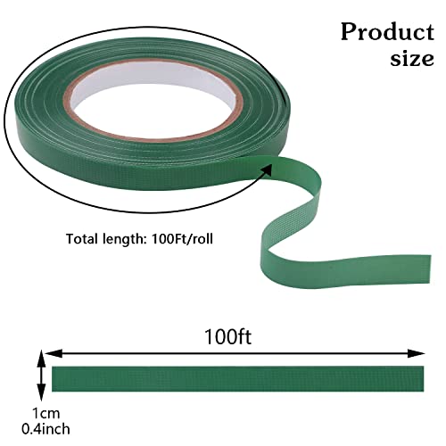 Prudiut 2 Roll Green Floral Tape 0.4" Waterproof Green Florist Tape For Fresh Flower, Flower Wrap Waterproof Tape For Bouquet Wrap Flower Arrangements Crafts (100Ft/Roll #TOP1
