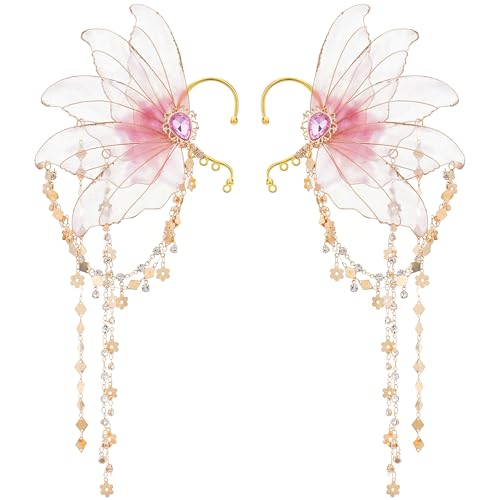 FRESHME Fairy Elf Ear Cuffs - Elven Ear Cuffs with Tassel Non Piercing Earrings for Women Dress Up Cosplay Accessories - Main Image