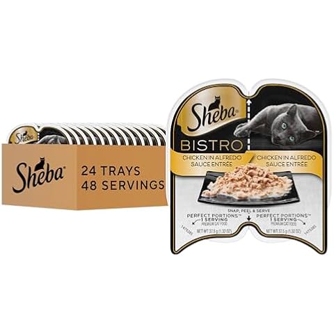 Sheba Perfect Portions Bistro Adult Wet Cat Food, Chicken in Alfredo Sauce Entree, (24) 2.6 oz. Twin-Pack Trays Cover