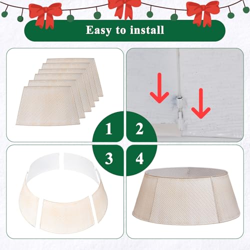 Lanpn Metal Christmas Tree Collar 20 inch, Christmas Tree Ring Collar for Small Mini Pencil Xmas Stand Cover Real Artificial Trees Indoor Outdoor Decoration (White, Twill Weave, 50cm) by Lanpn - Image 6