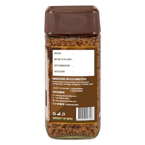 Image of Planet Coffee | CLASSIC Caramel Coffee | 50 Gms Jar | Pure Arabica | Freeze-Dried Instant Coffee | No Added Sugar | Makes 25 Cups | Medium Roast | Flavoured Coffee