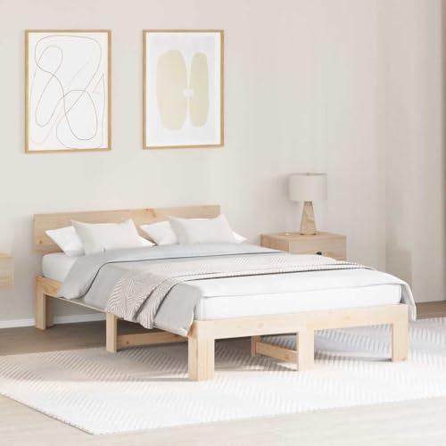 Nqyjm - Marco de cama con cabecera (135 x 190 cm, pino macizo, somier de láminas sin colchón, fácil de montar para dormitorio, hotel, dormitorio L87H2659