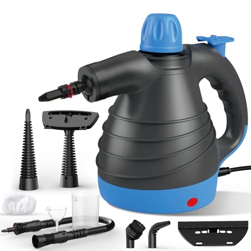 Steam Cleaner, Hand Held Steamer for Home Car, 9 Accessories Carpet Furniture Cleaner Machine, Portable Steaming Cleaner for Couch Grout Upholstery Floor Window Glass Bathroom Toilet Shower Kitchen
